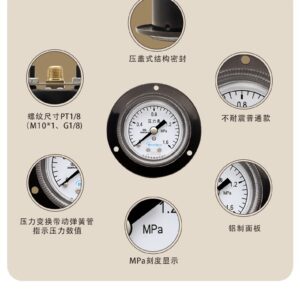 General Pressure Gauge 40mm Axial with Flange - Y40ZT