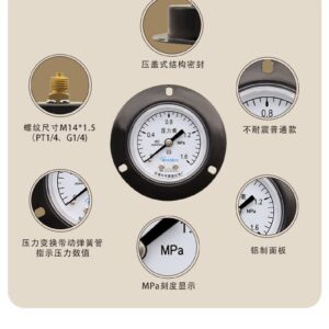 General Pressure Gauge 50mm Axial with Flange - Y50ZT