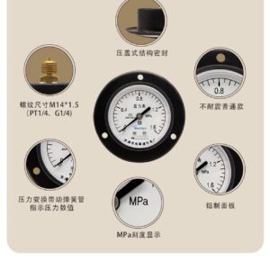 General Pressure Gauge 60mm Axial with Flange - Y60ZT