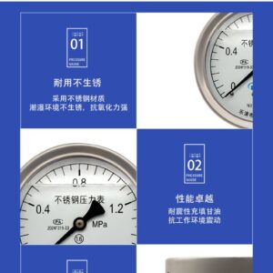 Stainless Steel Pressure Gauge 100mm - YNBF100(2)
