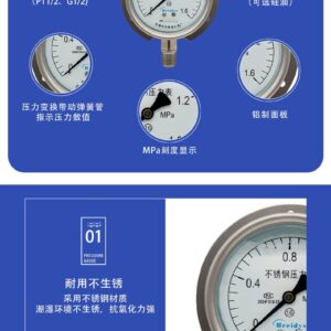Stainless Steel Pressure Gauge 100mm - YNBF100T