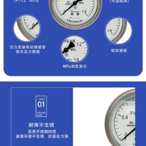 Stainless Steel Pressure Gauge 100mm Axial - YNBF100Z