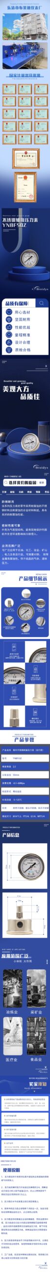 Stainless Steel Pressure Gauge 50mm Axial - YNBF50Z