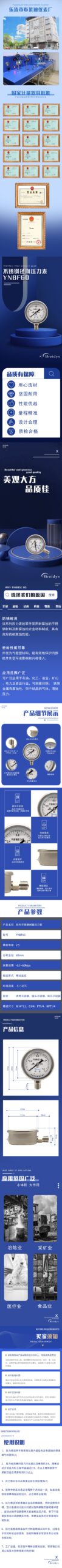 Stainless Steel Pressure Gauge 60mm Axial Integral - YNBF60Z-I