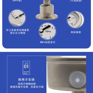 Diaphragm Pressure Gauge 60mm Axial with Flange - YTP60ZMC