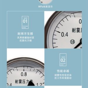 Vibration-Resistant Pressure Gauge 100mm Axial Standard Mount - YN100Z-S