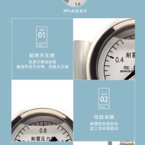 Vibration-Resistant Pressure Gauge 40mm Axial Vacuum - YN40ZV