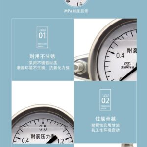 Vibration-Resistant Pressure Gauge 50mm Axial Vacuum - YN50ZV