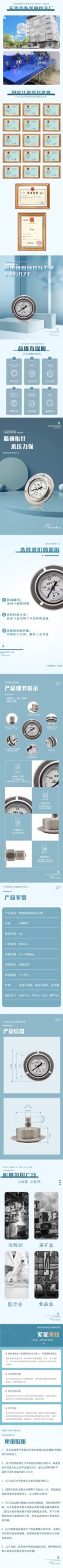 Vibration-Resistant Pressure Gauge 60mm Axial with Flange - YN60ZT